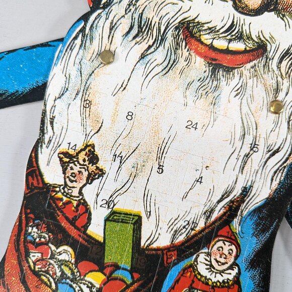 Vintage Danish Jumping Jack Santa Christmas advent calendar, creepy paper doll - Picture 6 of 15